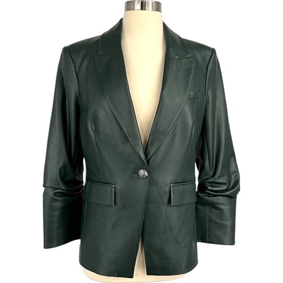 Veronica Beard Jackets & Blazers - Veronica Beard Hollis Faux Vegan Leather Dickey Jacket Blazer Green Size 4